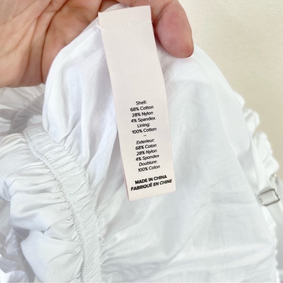 {Cinq a Sept} Ivee White Cotton Poplin Bubble Crop Top, Size XL - Picture 8 of 8